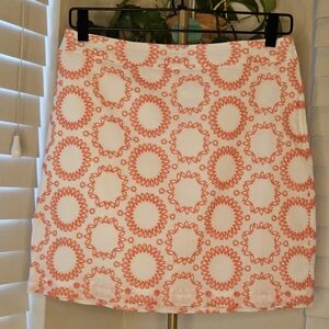 Banana Republic Cream With Orange Embroidery Mini Pencil Skirt